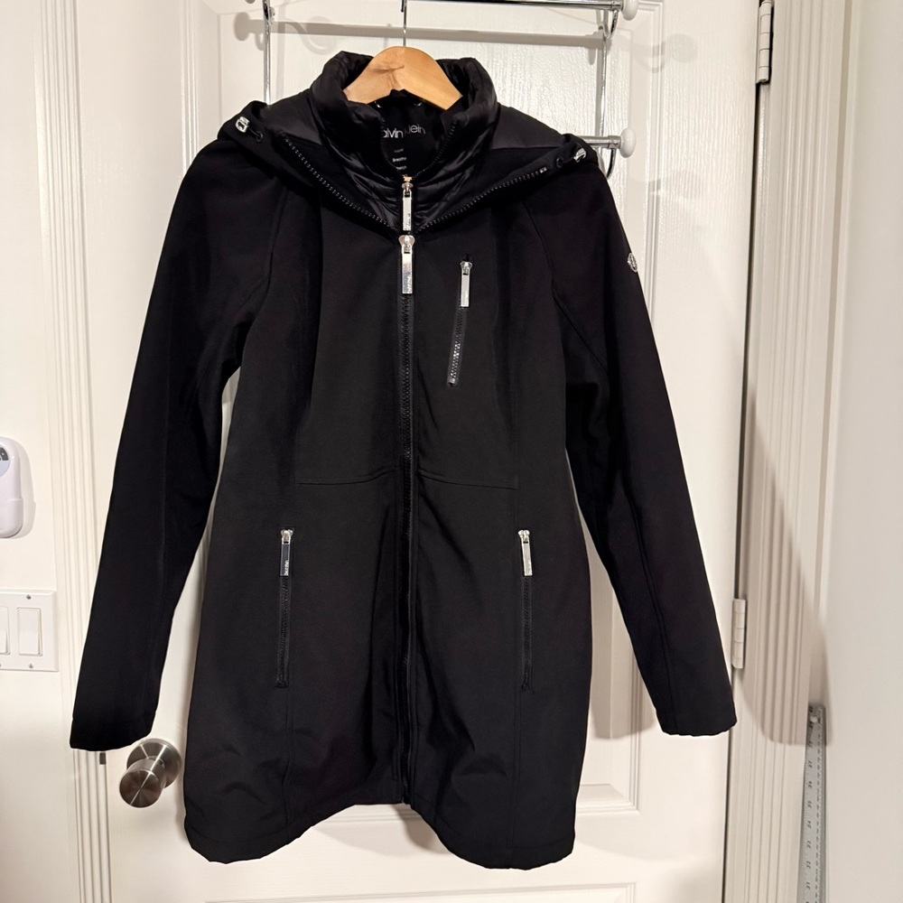 Black Women's Hooded Coat - Calvin Klein